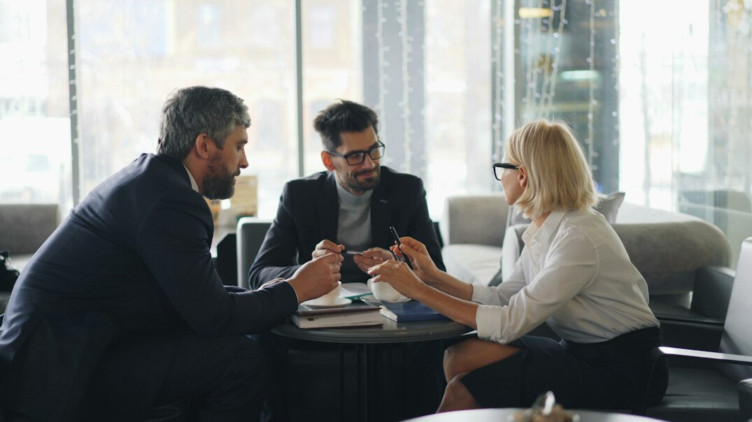 corporate team discussing strategy